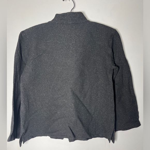 Eileen Fisher Italian Made Waffle Knit Button Front Silk & Viscose Blend Top - Picture 3 of 10